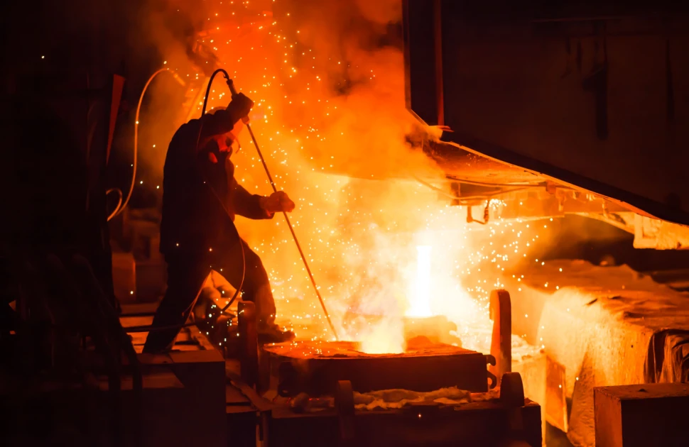 Man working in steel mill