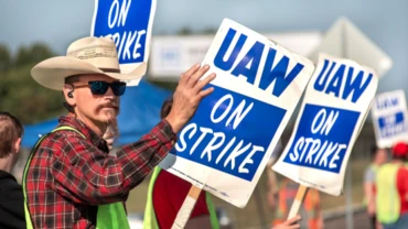 UAW 'Big Three' automotive worker on strike in the US