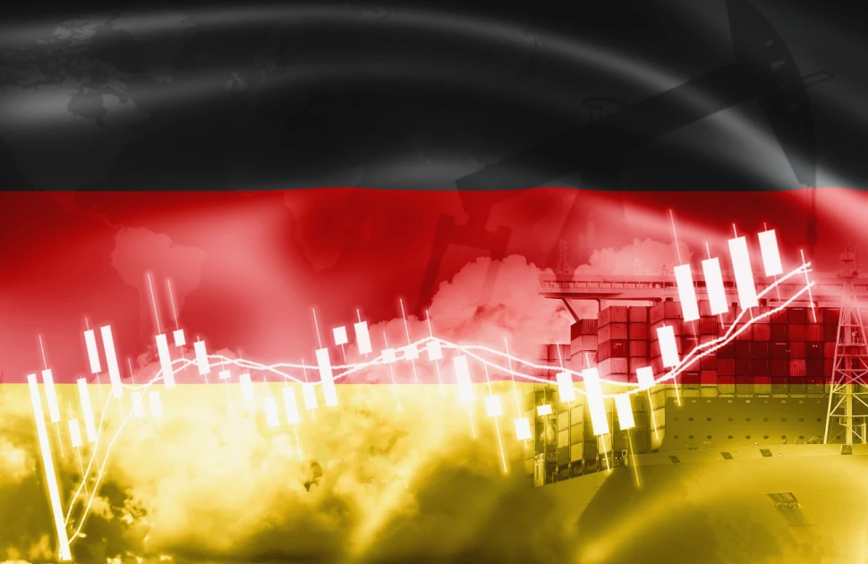 German flag with economic trade graphics