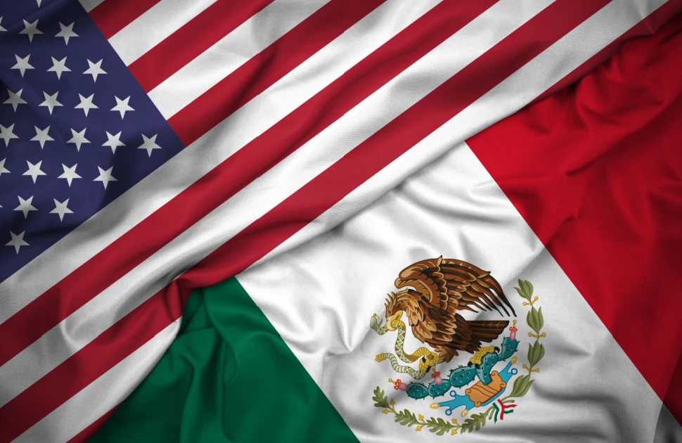 US and Mexico flags