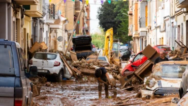 A flood damaged street in Valencia