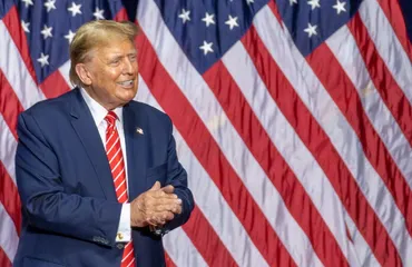 President Donald Trump with US flag