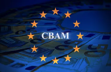 EU flag with carbon border adjustment mechanism
