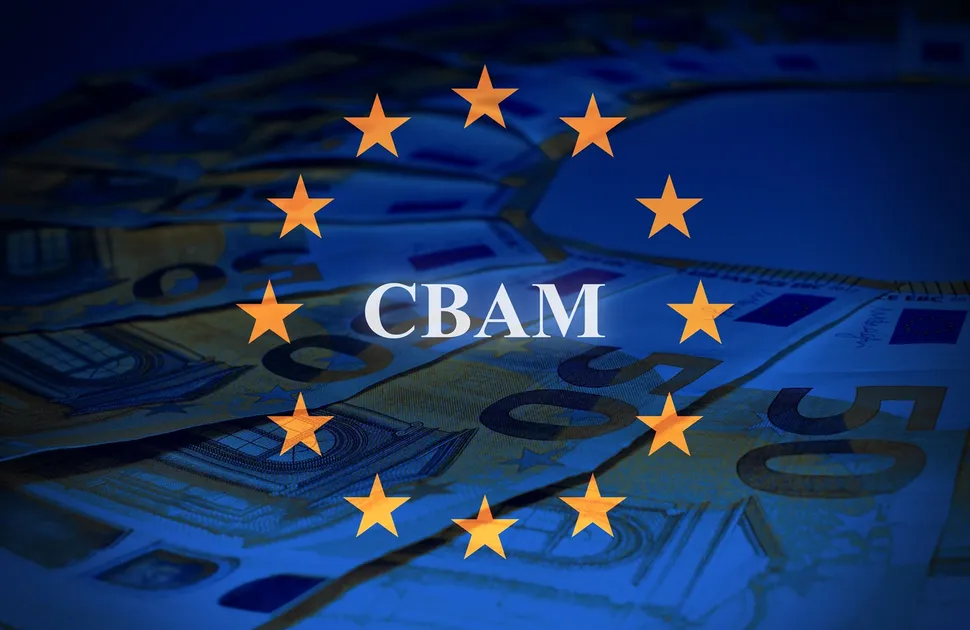 EU flag with carbon border adjustment mechanism