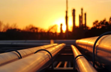 API line pipe in front of a setting sun