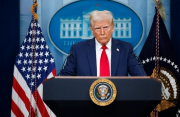US President Donald Trump at the White House lectern