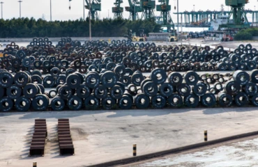 Steel coil at a European port