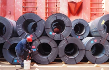 Steel coil in a ship's cargo hold