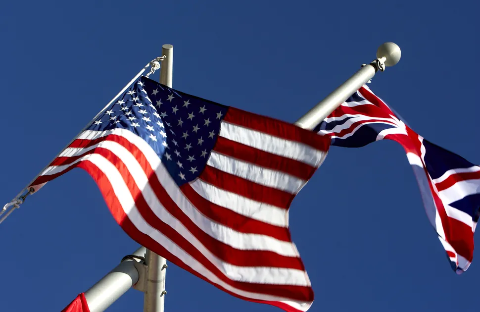 American and British flags flying high